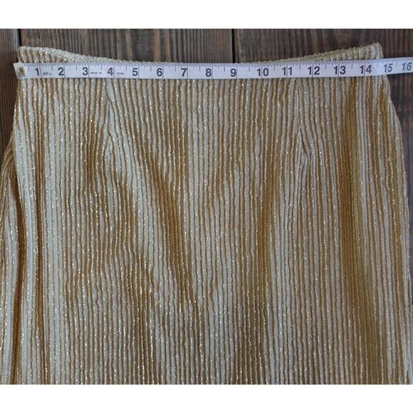Vintage Cache Skirt Womens Size 10 Gold Metallic Glitter Maxi Evening Party 90s - Picture 7 of 10